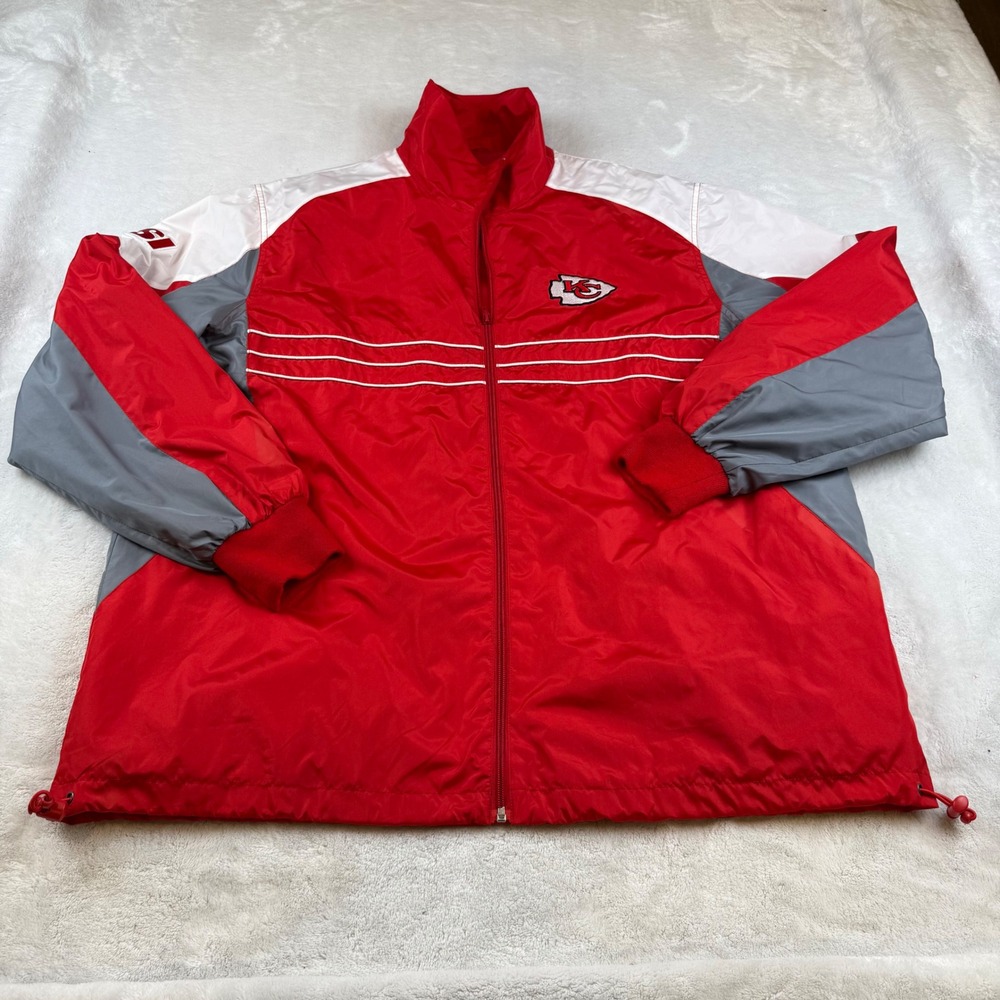Kansas‎ City Chiefs NFL Red Gray White Track Jacket Zip Up Full